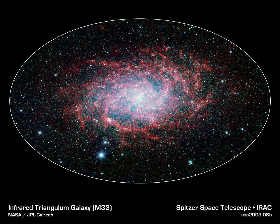 messier 33 infrared,triangulum galaxy spitzer